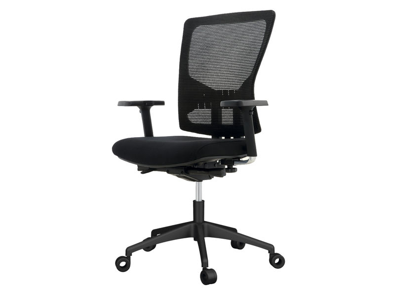 ROCADA - Silla OFICINA 937 ASIENTO TAPIZADO COLOR NEGRO Y RESPALDO DE MALLA REGULACION LUMBAR (Ref.RD-937-4)