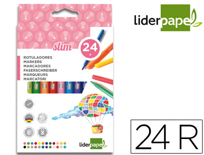LIDERPAPEL - ROTULADOR CAJA 24 COLORES (Ref.RT07)