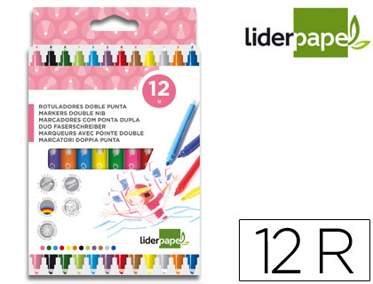 LIDERPAPEL - ROTULADOR DUO CAJA 12 COLORES (Ref.RT10)