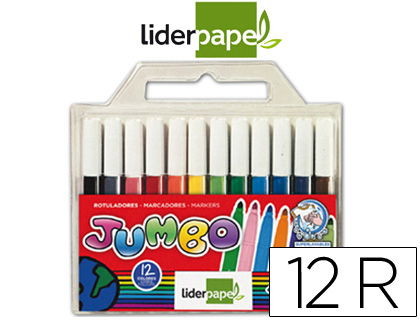 LIDERPAPEL - ROTULADOR JUMBO BOLSA 12 COLORES (Ref.RT08)