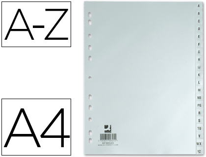 Q-CONNECT - SEPARADOR ALFABETICO PLASTICO A-Z DIN A4 -MULTITALADRO (Ref.KF00325)