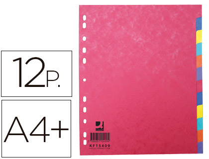 Q-CONNECT - SEPARADOR CARTULINA BRILLO JUEGO DE 12 SEPARADORES DIN A4+ (Ref.KF15409)