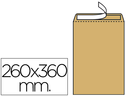 LIDERPAPEL - SOBRE BOLSA N.12 KRAFT FOLIO ESPECIAL 260X360MM TIRA DE SILICONA CAJA DE 250 UNIDADES (Ref.SB55)