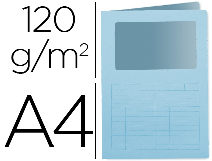 Q-CONNECT - SUBCARPETA CARTULINA DIN A4 AZUL CON VENTANA TRANSPARENTE 120 GR (Ref.KF15246)