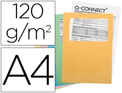 Q-CONNECT - SUBCARPETA CARTULINA DIN A4 COLORES SURTIDOS CON CON VENTANA TRANSPARENTE 120 GR PAQUETE DE 25 UNIDADES (Ref.KF15249)