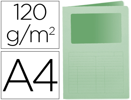 Q-CONNECT - SUBCARPETA CARTULINA DIN A4 VERDE CON VENTANA TRANSPARENTE 120 GR (Ref.KF15247)