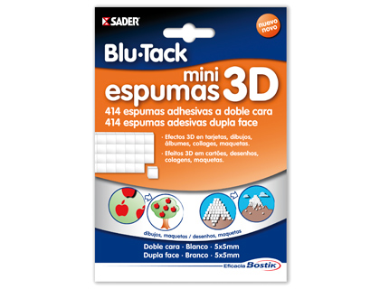 BOSTIK - SUJETACOSA MASILLA BLU TACK MINI ESPUMAS ADHESIVAS EFECTO 3D 414 5X5 MM (Ref.1764/1691)