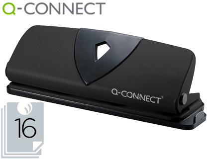Q-CONNECT - TALADRADOR NEGRO -4 TALADROS -ABERTURA 1,6 MM -CAPACIDAD 16 HOJAS (Ref.KF01238)