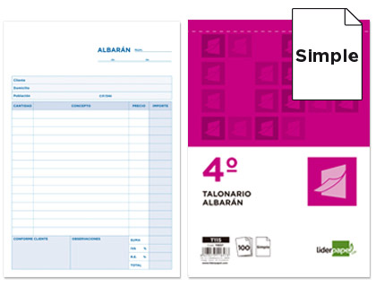 LIDERPAPEL - TALONARIO ALBARAN CUARTO ORIGINAL (Ref.T115)