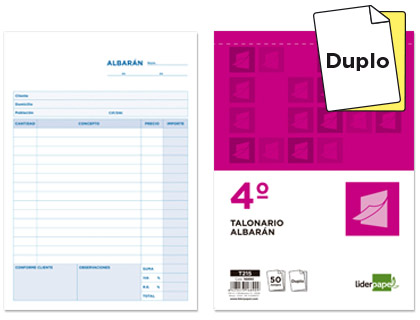 LIDERPAPEL - TALONARIO ALBARAN CUARTO ORIGINAL Y COPIA (Ref.T215)