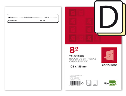 LIDERPAPEL - TALONARIO CAMARERO 8º ORIGINAL Y COPIA (Ref.TL13)