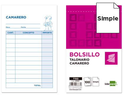 LIDERPAPEL - TALONARIO CAMARERO BOLSILLO ORIGINAL (Ref.T150)