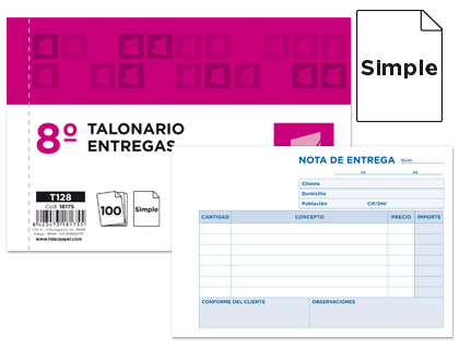 LIDERPAPEL - TALONARIO ENTREGAS 8º ORIGINAL APAISADO (Ref.T128)