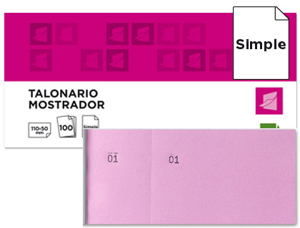LIDERPAPEL - TALONARIO MOSTRADOR 50X110 MM ROSA CON MATRIZ (Ref.TL11)