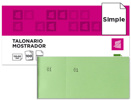 LIDERPAPEL - TALONARIO MOSTRADOR 50X110 MM VERDE CON MATRIZ (Ref.TL12)