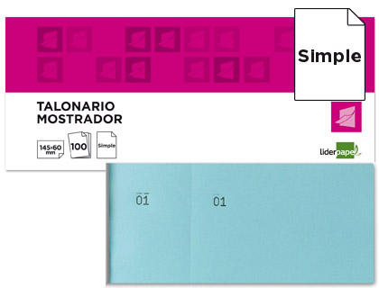 LIDERPAPEL - TALONARIO MOSTRADOR 60X145 MM CELESTE CON MATRIZ (Ref.TL03)