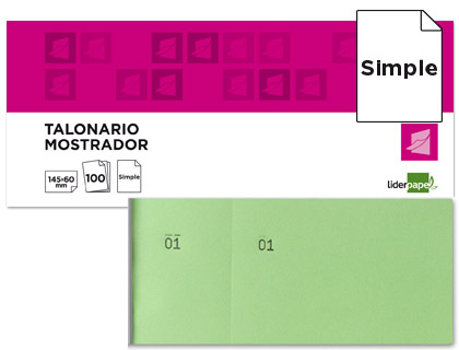 LIDERPAPEL - TALONARIO MOSTRADOR 60X145 MM VERDE CON MATRIZ (Ref.TL06)