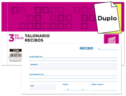 LIDERPAPEL - TALONARIO RECIBOS 3/Fº ORIGINAL Y COPIA SIN MATRIZ (Ref.T236)