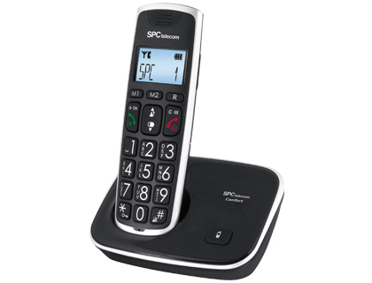 SPC TELECOM - TELEFONO INALAMBRICO TECLAS DIGITOS Y PANTALLA EXTRA GRANDES COMPATIBLE AUDIFONOS (Ref.7608N)