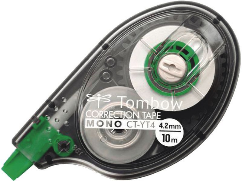 TOMBOW - Cinta correctora MONO 4.2mmx10m Negro translucido Lateral (Ref.CT-YT4)
