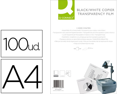 Q-CONNECT - TRANSPARENCIA DIN A4 PARA FOTOCOPIADORA TRATADA DOS CARAS CAJA DE 100 (Ref.KF26066)