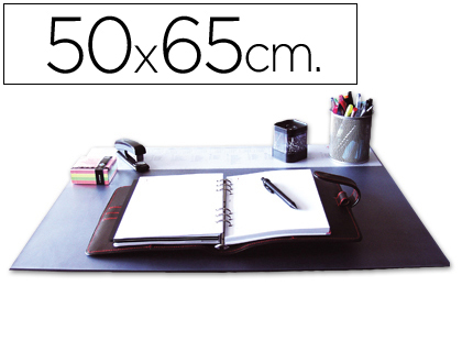 Q-CONNECT - VADE SOBREMESA NEGRO CON SOLAPAS TRANSPARENTES -50X65 CM (Ref.KF26806)