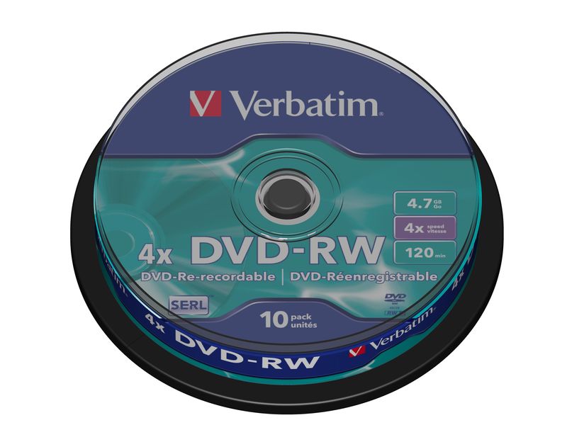 VERBATIM - Dvd-Rw Advanced Serl Bobina 10 ud 4X 4.7GB (CANON L.P.I. 2,8€ Incluido) (Ref.43552)