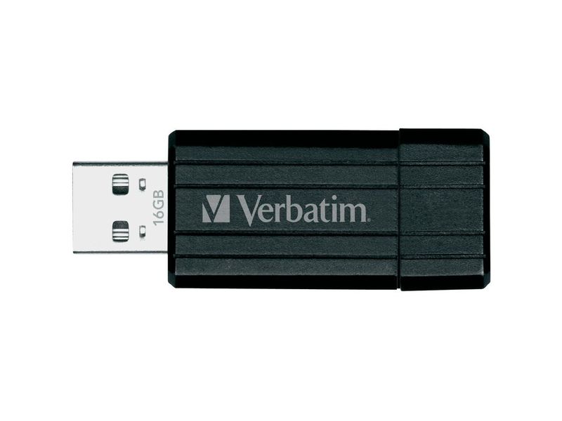 VERBATIM - Memoria USB PinStripe USB 2.0 16GB Negro (CANON L.P.I. 0,24€ Incluido) (Ref.49063)