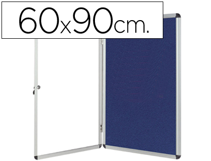 Q-CONNECT - VITRINA DE ANUNCIOS MURAL PEQUEÑA FIELTRO AZUL CON PUERTA Y MARCO CON CERRADURA 72X98 CM (Ref.KF04170)