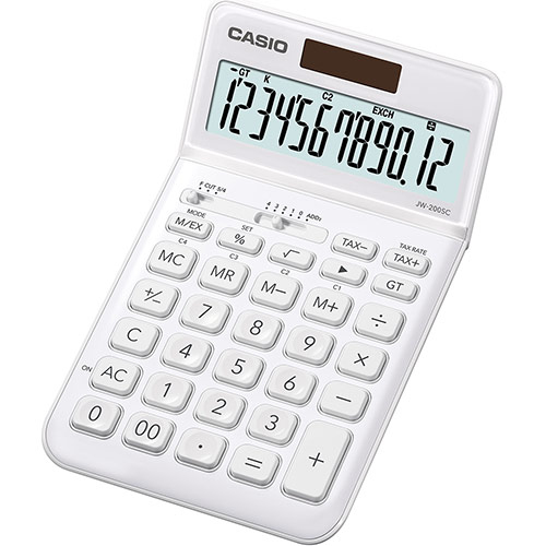 CASIO - Calculadora Sobremesa Ultra Delgada 12 Dig Blanca (Ref.JW-200SC-WE)