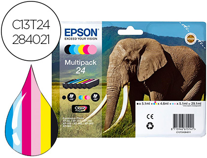 EPSON - CARTUCHO DE TINTA Nº 24 MULTIPACK PK6 C13T24284021 (Ref.C13T24284011)