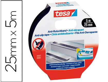 TESA - CINTA ANTIDESLIZANTE NEGRA 5 M X 25 MM (Ref.55587-00002-00)
