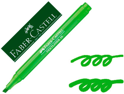 FABER CASTELL - Marcador fluorescente TEXTLINER 38. Cuerpo translúcido. Verde fluorescente (Ref.157763)