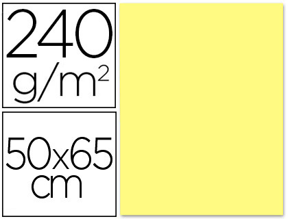 LIDERPAPEL - CARTULINA 50X65 CM 240G/M2 AMARILLO MEDIO PAQUETE DE 25 UNIDADES (Ref.CX76)