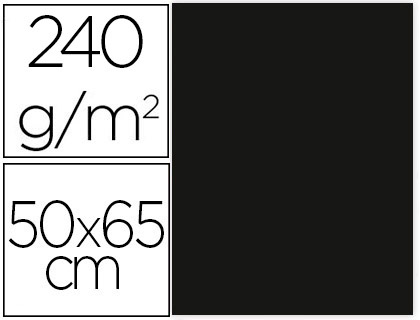 LIDERPAPEL - CARTULINA 50X65 CM 240G/M2 NEGRO PAQUETE DE 25 UNIDADES (Ref.CX92)