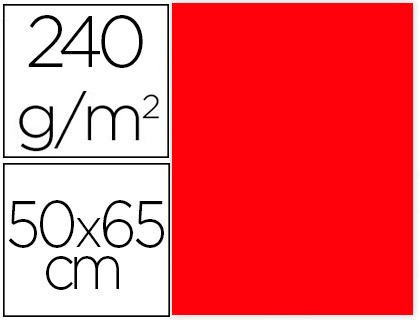 LIDERPAPEL - CARTULINA 50X65 CM 240G/M2 ROJO PAQUETE DE 25 UNIDADES (Ref.CX97)