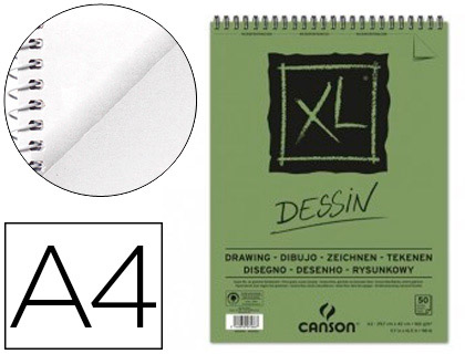 CANSON - BLOC DIBUJO XL DESSIN DIN A4 LISO MICROPERFORADO ESPIRAL 21X29,7 CM 50 HOJAS 160 GR (Ref.400039088)