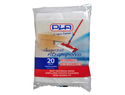 PLA - RECAMBIO MOPA ATRAPAPOLVO DESECHABLE GRANDE 4X3 CM BOLSA DE 2 UNIDADES (Ref.0)