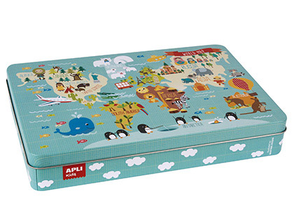 APLI - PUZLE MAPA MUNDI MARTINA HOGAN 24 PIEZAS EN CAJA METALICA (Ref.14550)