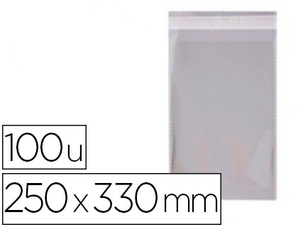 APLI - BOLSA POLIPROPILENO 250X330 MM TRANSPARENTE CIERRE ADHESIVO PAQUETE DE 100 UNIDADES (Ref.16222)