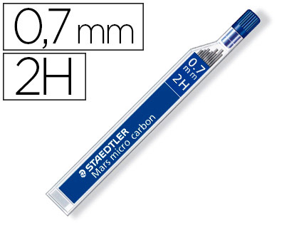 STAEDTLER - MINAS MARS MICRO GRAFITO 0,7mm &quot;2H&quot; TUBO 12unid. (Ref.250 07-2H)