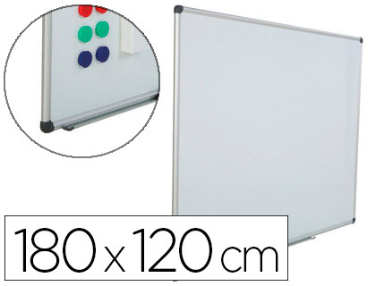 ROCADA - PIZARRA BLANCA ACERO VITRIFICADO MAGNETICO MARCO ALUMINIO Y CANTONERAS PVC 180X120 CM INCLUYE BANDEJA (Ref.6508)