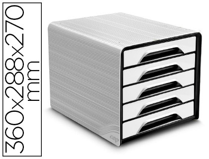CEP - FICHERO CAJONES DE SOBREMESA 5 CAJONES BLANCO/NEGRO 360X288X270 MM (Ref.1071110121)