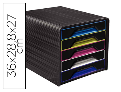 CEP - FICHERO CAJONES DE SOBREMESA 5 CAJONES NEGRO/MULTICOLOR 360X288X270 MM (Ref.1071110411)