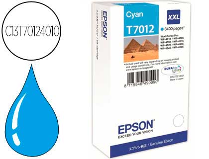 EPSON - Cartuchos ORIGINALES Inyección De Tinta T7012XXL CY C13T012401 (Ref.C13T70124010)