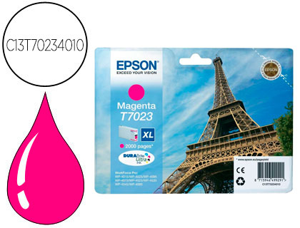 EPSON - Cartuchos ORIGINALES Inyección De Tinta T7023XL MAGENTA 2.000pg (Ref.C13T70234010)