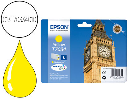 EPSON - Cartuchos ORIGINALES Inyección De Tinta T7034L AMARILLO 0,8K (Ref.C13T70344010)