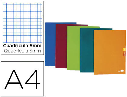 LIDERPAPEL - LIBRETA SCRIPTUS A4 48 HOJAS 90G/M2 CUADRO 5MM CON MARGEN COLORES SURTIDOS (Ref.LA24)