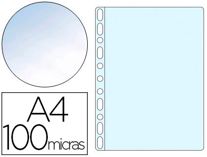Q-CONNECT - FUNDA MULTITALADRO DIN A4 100 MC CRISTAL BOLSA DE 10 UNIDADES (Ref.KF16906)