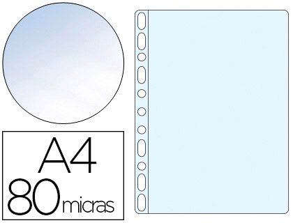 Q-CONNECT - FUNDA MULTITALADRO DIN A4 80 MC CRISTAL BOLSA DE 10 UNIDADES (Ref.KF16910)